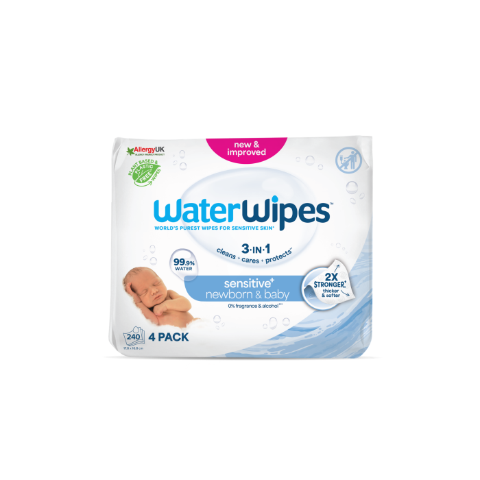 WaterWipes sensitive+ newborn & baby 4x60pk