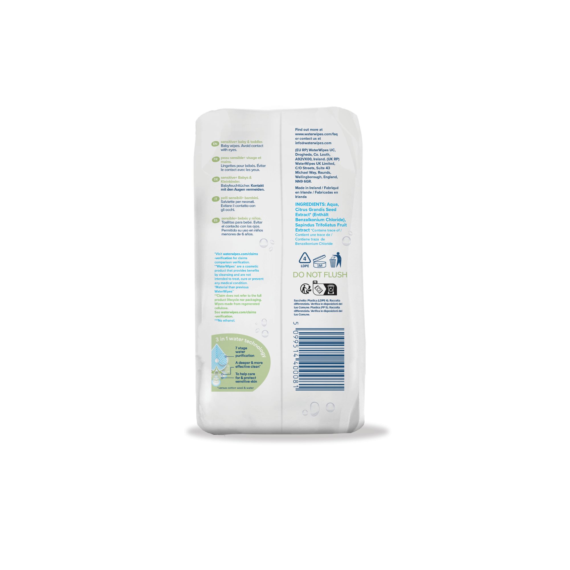 WaterWipes sensitive+ baby & toddler 4x60pk - Image 6