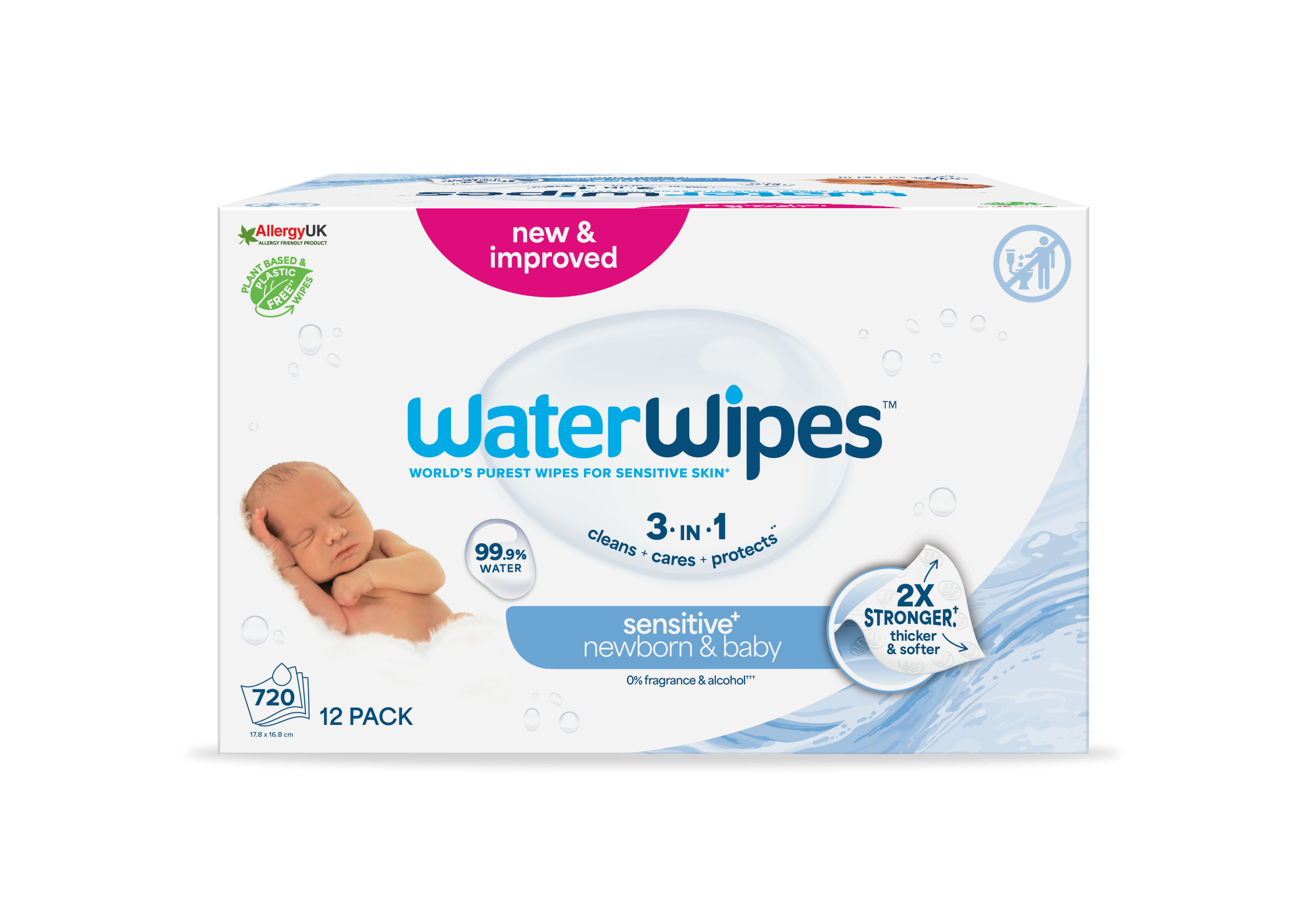 WaterWipes sensitive+ newborn & baby Mega Value Box 12x60pk