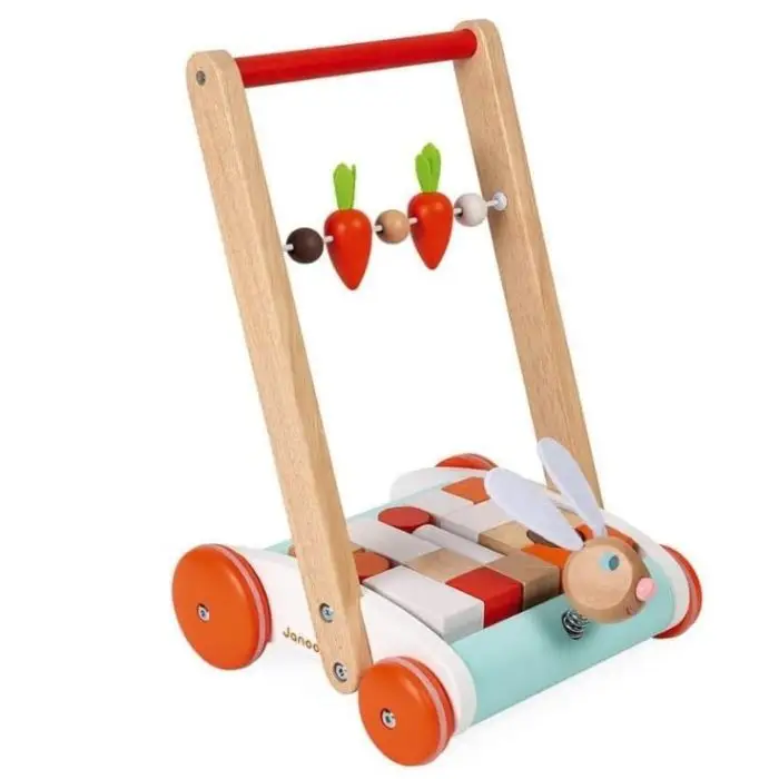 Janod Rabbit Trolley - Wooden Push Trolley