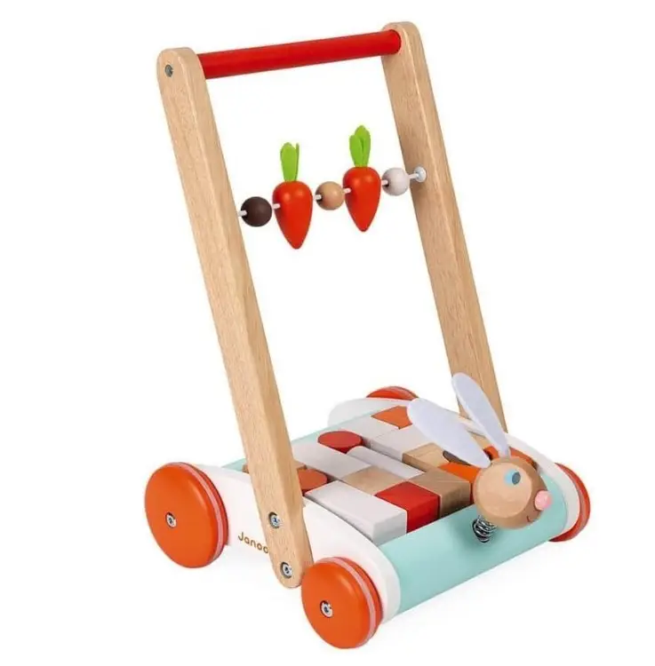 Janod Rabbit Trolley - Wooden Push Trolley