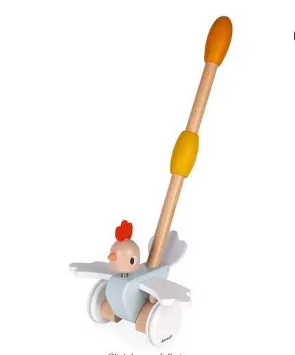 Janod - Wooden Push Toy Hen