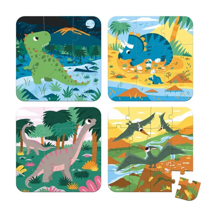 4 Progressive Difficulty Puzzles - Dinosaurs