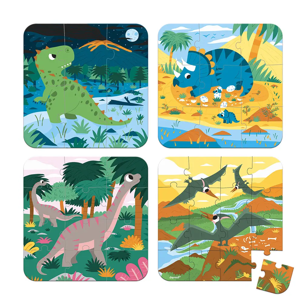 4 Progressive Difficulty Puzzles - Dinosaurs